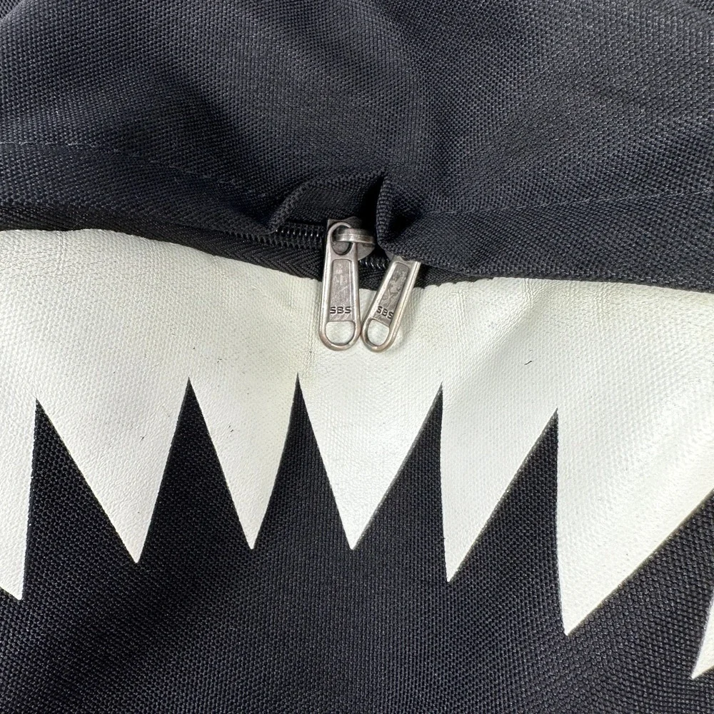 Shark Mouth Backpack Teeth Print Black Red USB Charging Laptop Bag